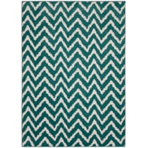 Mainstays Distressed Zig Zag Teal/White Indoor Area Rug, 7'6" x 9'6"