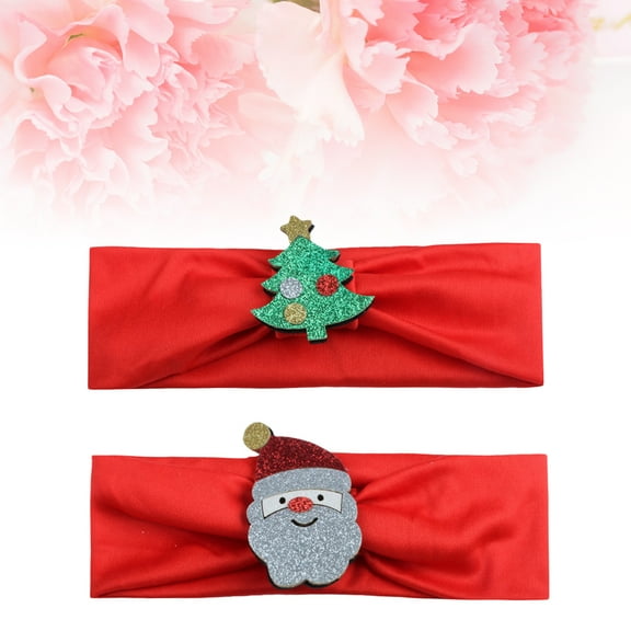 SOPOTUTU Red Christmas Hair Bands for Toddlers, Holiday Party Accessories, 2 Pieces Cute Festive Headbands