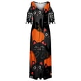 thumbnail image 4 of Vestido largo de manga corta de Halloween de encaje con cuello en V informal con estampado de verano para mujer a la moda Fridja bnh6175, 4 of 5