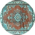 thumbnail image 1 of Ahgly Company Indoor Round Medallion Light Blue Traditional Area Rugs, 5' Round, 1 of 4