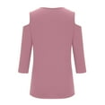 thumbnail image 5 of Annhoo Off the Shoulder Tops for Women Casual 3/4 Sleeve V Neck Blouses Ladies Basic Solid Color T-Shirts, 5 of 6