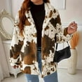thumbnail image 2 of Lovskoo Women's Winter Coat Fuzzy Fleece Long Sleeve Hooded Warm Jacket Print Zipper Sweatshirt Brown, 2 of 9