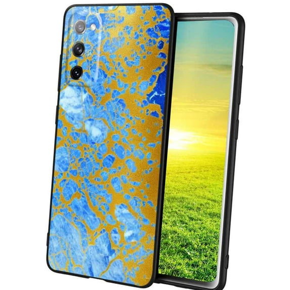 Blue-Golden-Marble-30 Phone Case, Degined for Samsung Galaxy A02S(US Model) Case Men Women, Flexible Silicone Shockproof Case for Samsung Galaxy A02S(US Model)