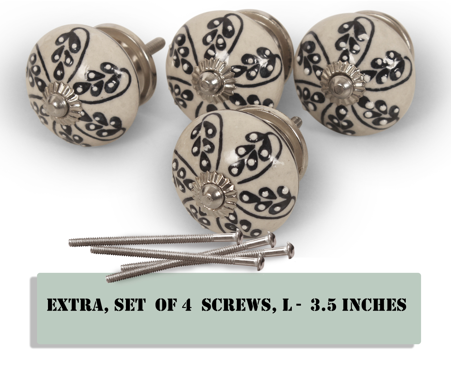 ABHANDICRAFTS Hand Painted Leaf Flower Knobs Decorative Ceramic