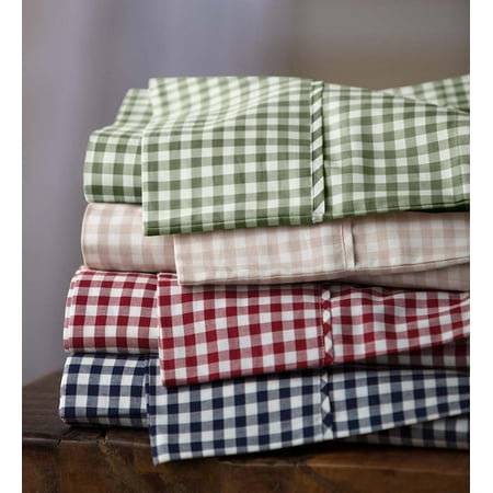 King Size Gingham Cotton Percale Sheet Set - Walmart.com