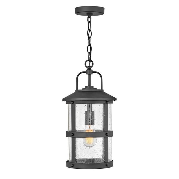 1 Light Medium Outdoor Hanging Lantern in Coastal Style 9 inches Wide By 17.75 inches High-Black Finish-Led Lamping Type-E26 Medium Vintage Lamp Base