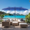 thumbnail image 2 of Simenmax 15FT Outdoor Patio Umbrella with Base - Extra Large Rectangle Sunshade Umbrella, Waterproof & UV Resistant, Blue, 2 of 8
