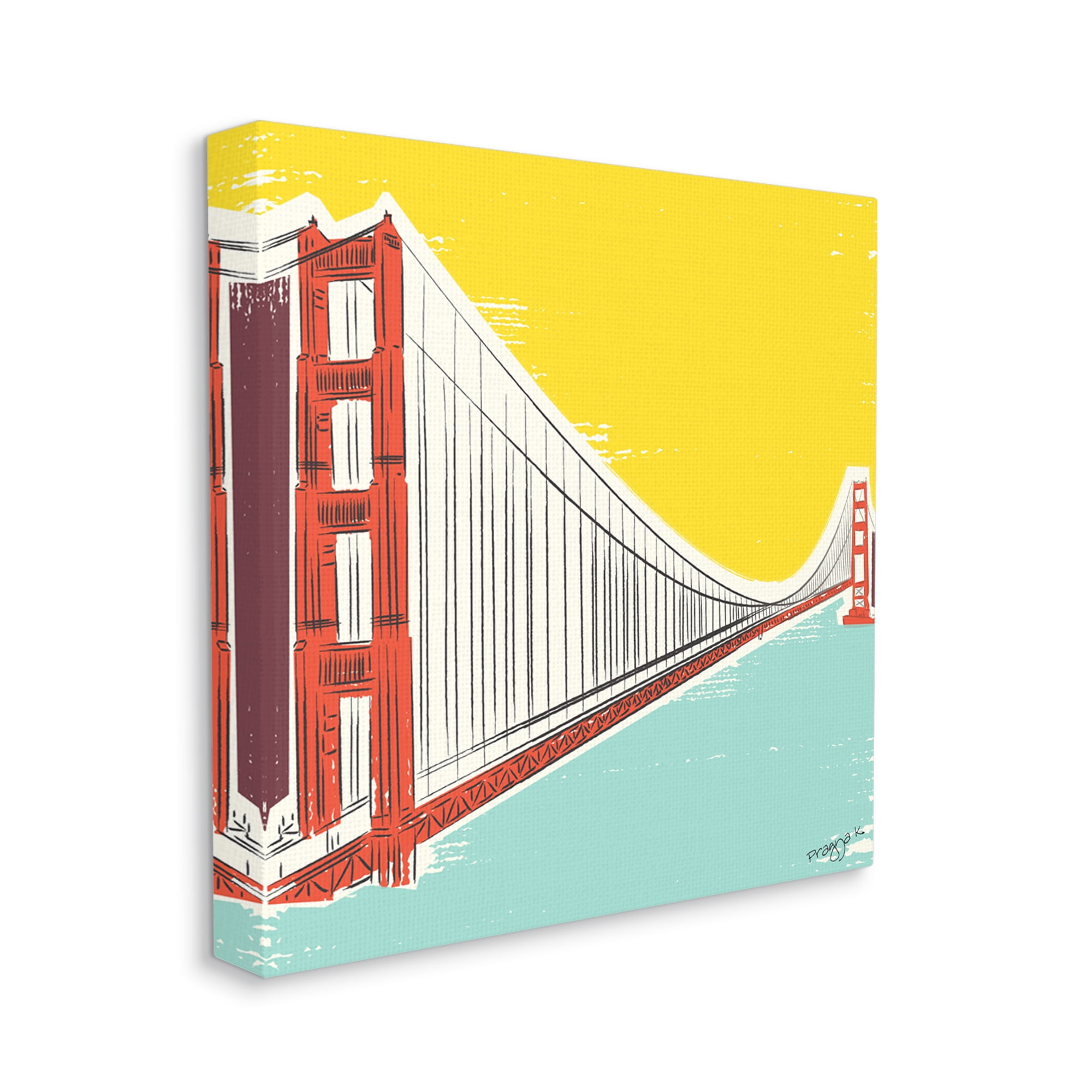 Stupell Industries Modern Industrial Bridge Landscape Painting Gallery Wrapped Canvas Art Print Wall Art, 24 x 24