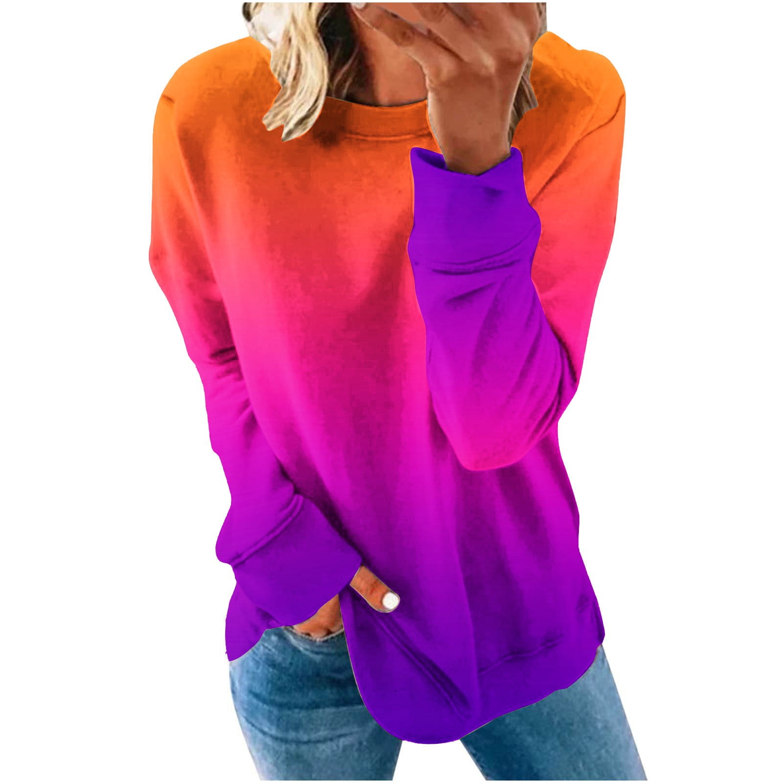 Sweatshirt for Women Tie Dye Crew Neck Sweater Fashion Casual Long