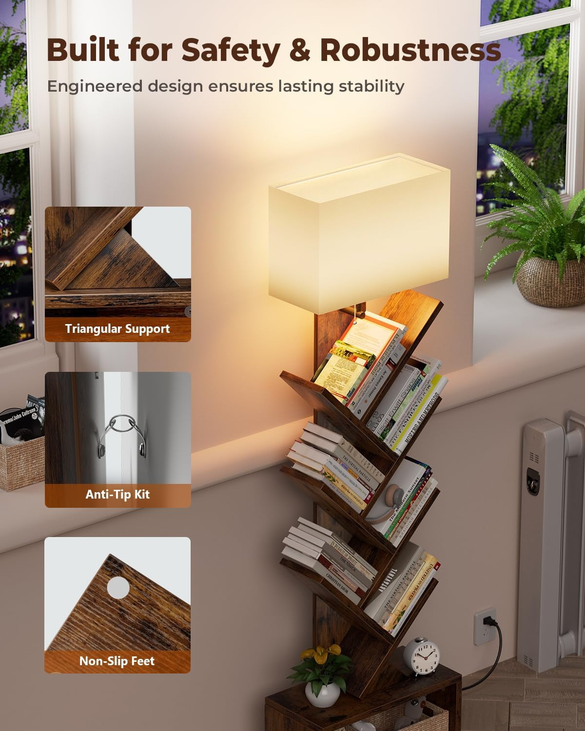 9W 3-Color Floor Lamp with Fabric Shade, Standing Lamp for Living Room Bedroom Home Office