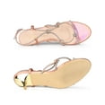 thumbnail image 4 of BLISSFUL STEP Women's Shoes Rhinestone Strap Slingback Kitten Heel Sandals Rose Gold 8, 4 of 7