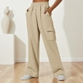 thumbnail image 4 of KALE Palazzo Pants for Women Dressy Baggy Sweatpants Pajama In Summer Can Be Worn Loose Large Size Pocket Wide Leg Women's Home Women Pants Beige, 4 of 4