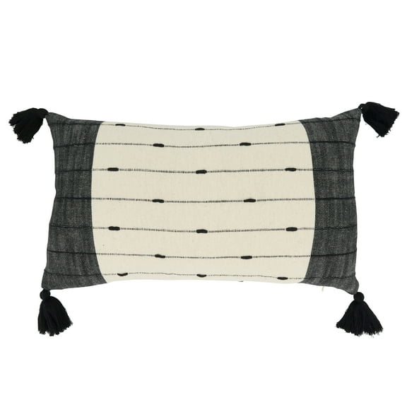 Saro Lifestyle Tassel Trim Stripe Throw Pillow Cover