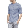 thumbnail image 4 of Ceisia Men's Shirt | Loose Stand Collar 3/4 Sleeve Shirt | Breathable Wrinkle-resistant (Solid Colors) Gift, 4 of 5
