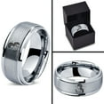 thumbnail image 4 of Thin Gray Band Gamer Tungsten Valentine Gift Promise Rings Two Tone Ring Bohemian Mens 6mm, 4 of 7