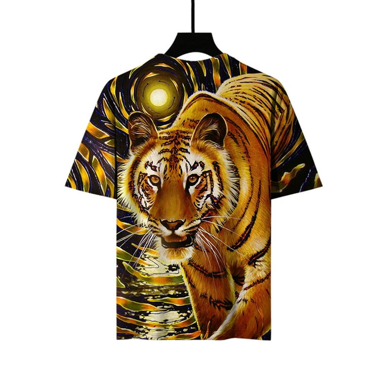 Men's Graphic T-Shirt 3D Tiger Animal Printed Short Sleeve Running