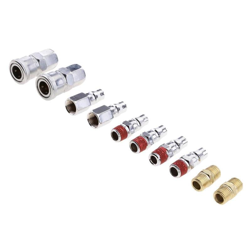 10 Pieces Air Compressor Line Hose Fittings Quick Release Connector 1/4inch 
