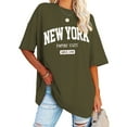 thumbnail image 2 of Ediodpoh Women's Sweatshirt Summer Half Sleeved Long Shirt Vintage New York Letter Print Casual Fashion T Shirt T Shirts for Women Army Green XXL, 2 of 4