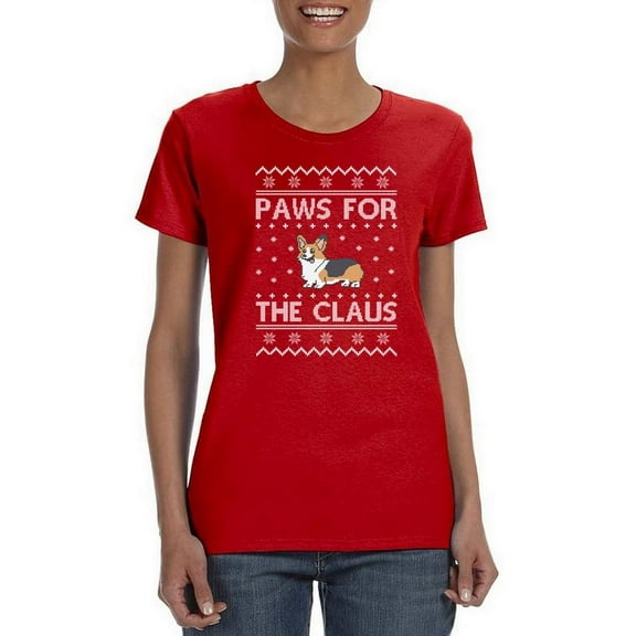Paws For The Claus T-Shirt Women -Smartprints Designs, Female Large
