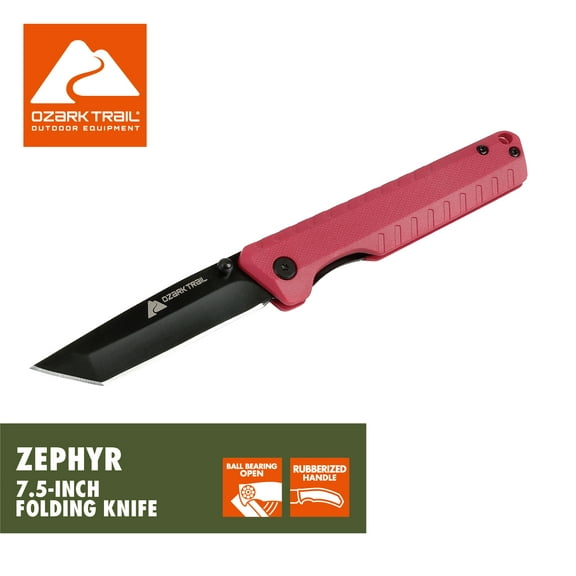 Ozark Trail 7.5-inch Tanto Folding Knife, Red