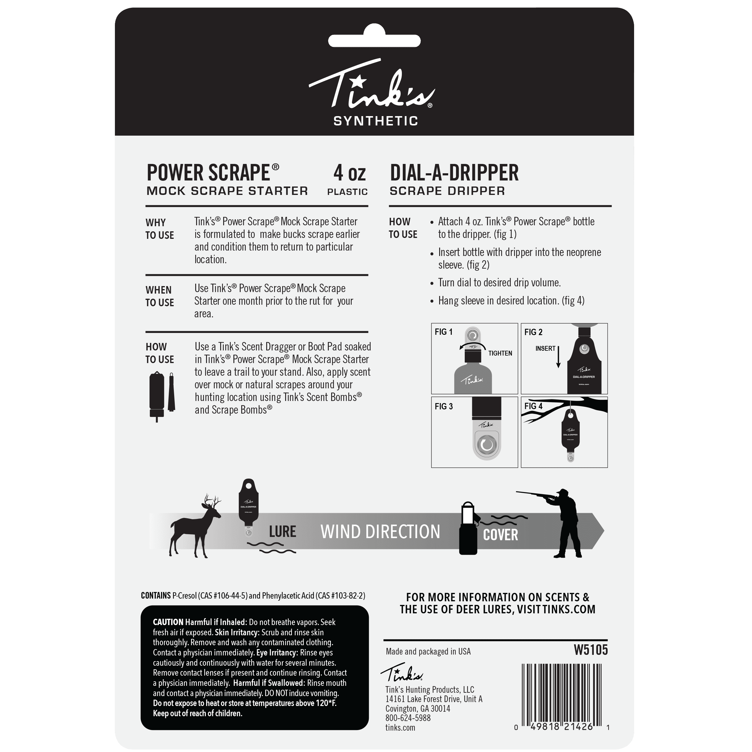 (2 pack) Tink's® Dial-A-Dripper Mock Scrape Starter Kit with two 4 oz. bottles of Tink’s® Power Scrape® Mock Scrape Starter Scent and one Dial-A-Dripper with neoprene hanging bag.