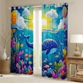 thumbnail image 2 of Erosebridal Cartoon Whale Curtains for Living Room,Ocean Animal 30%-50% Blackout Curtains Set of 2 (38x45),Curtains Pack of 2 (38x45),Marine Decor, 2 of 6