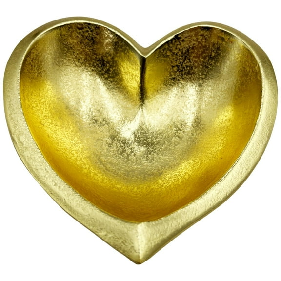 Bergamo Art Set of 2 Decorative Handmade Aluminum Heart Bowl in Gold