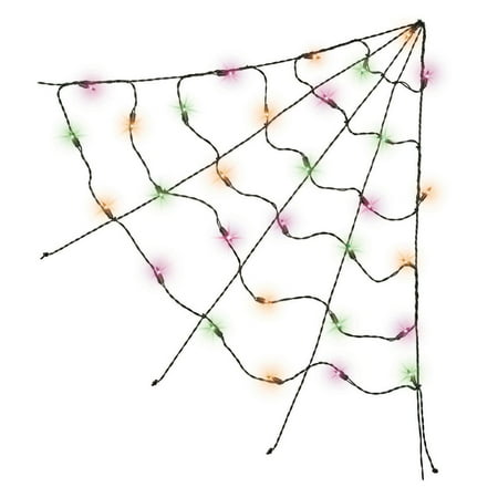 Multicolor Corner Web Light, 3ft, LED Minis, 30in x 30in, Halloween Indoor/Outdoor, by Way To Celebrate