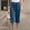 Navy, variant on Women Casual Solid Color Cropped Trousers Bandage Pockets Elastic Waist Comfortable Straight Pants