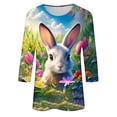 thumbnail image 5 of BVOFAR Chemises de Pâques pour Femmes T-Shirts Imprimé Lapin Mignon Manches 3/4 Tunique Ample Blouses Col Rond Décontracté 2025, 5 of 5