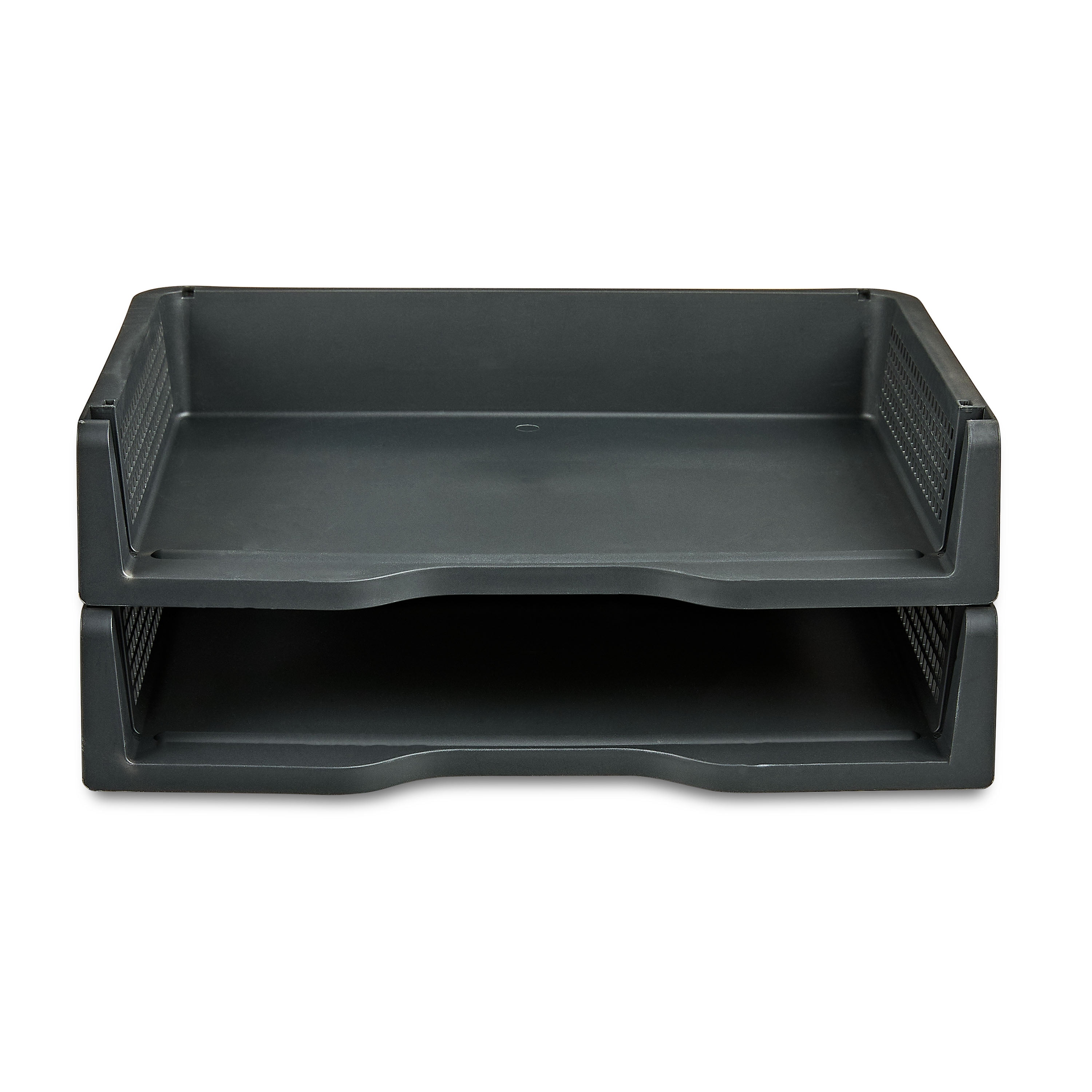 (2 pack) Pen+Gear Stackable Plastic Letter Trays, Desktop File Document Organizers, Black, 2 Count