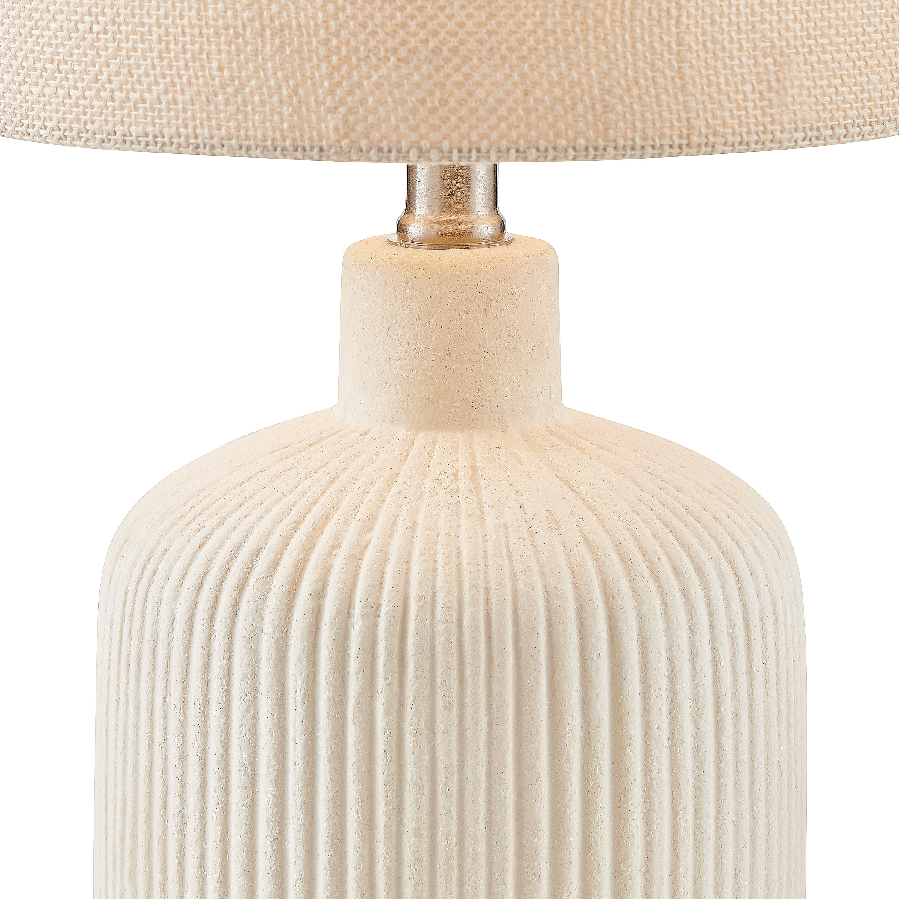 KAWOTI 17.75 in. Farmhouse Off White Ceramic Table Lamp with Beige shade
