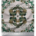 thumbnail image 1 of Soimoi Satin Silk Fabric Quatrefoil & Peacock Bird Print Fabric by Yard 42 Inch Wide, 1 of 1