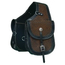 Leather Saddle Bag Black Two Strap Tooled Leather Saddle Bag