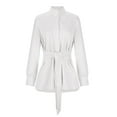 thumbnail image 3 of Htigea Clearance Womens Jacket Fashion Trench Coats Belted Casual Long Sleeve Wrap Trench Coat 2025 Fall Trendy Button Up Dressy Outerwear with Pockets Fall Savings White,L, 3 of 5