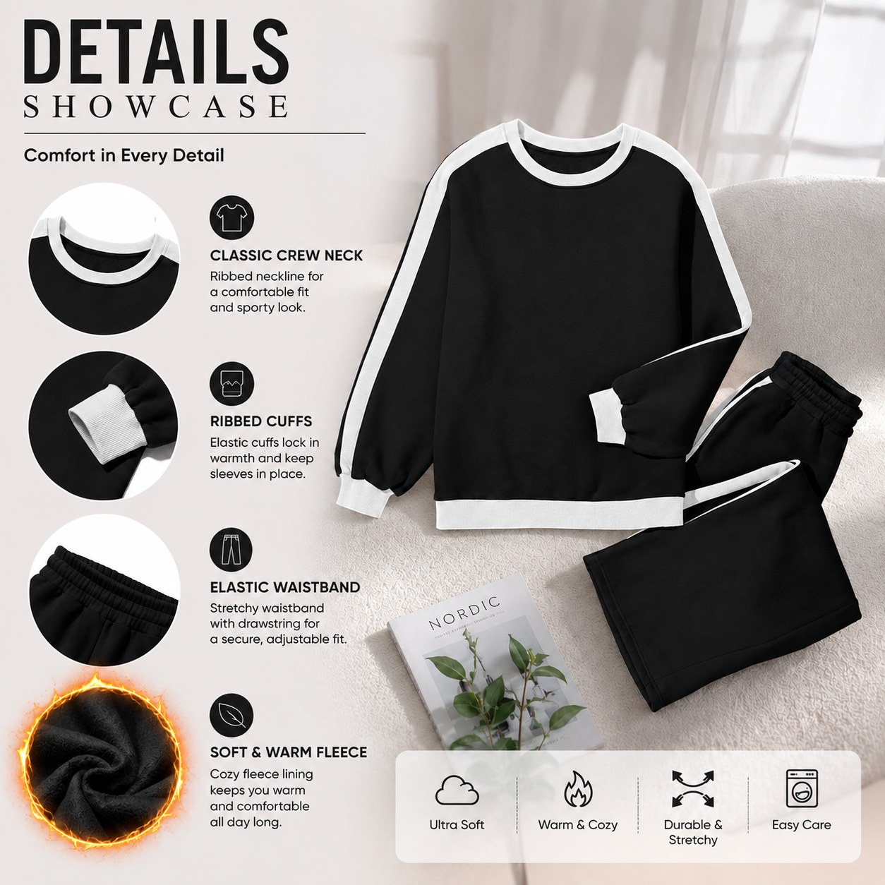 SHEWIN Women's 2-Piece Fleece Sweatsuit Set photo 3