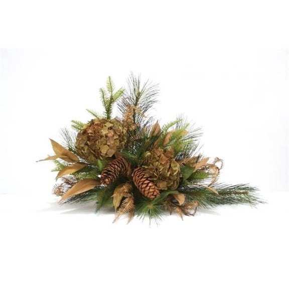 Hydrangeas & Pine Mix in Black Pearl Earthenware Tray