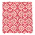 thumbnail image 2 of Ambesonne Pink Shower Curtain, Geometric Funky Hearts Pattern, 69"Wx70"L, Dark Coral Pale Salmon, 2 of 4