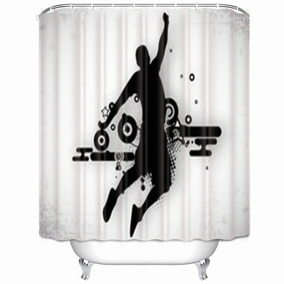 ARTJIA Basketball Player Practicing Ball Court Sports Recreation Shower Curtain 66x72 Inches