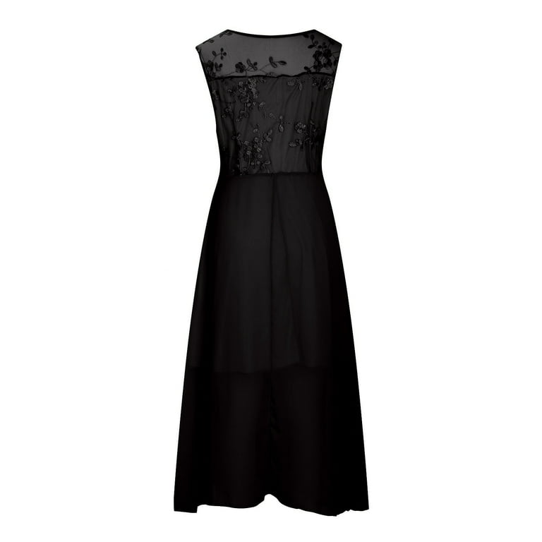 Bigersell Summer Dresses for Women 2023 Summer V-Neck Sleeveless Midi Dress  Floral Lace Formal Evening Wedding Guest Party Dress Ruffle Pleated A-Line Dresses  Asymmetrical Dress Style B-21 Black-U M - Walmart.com