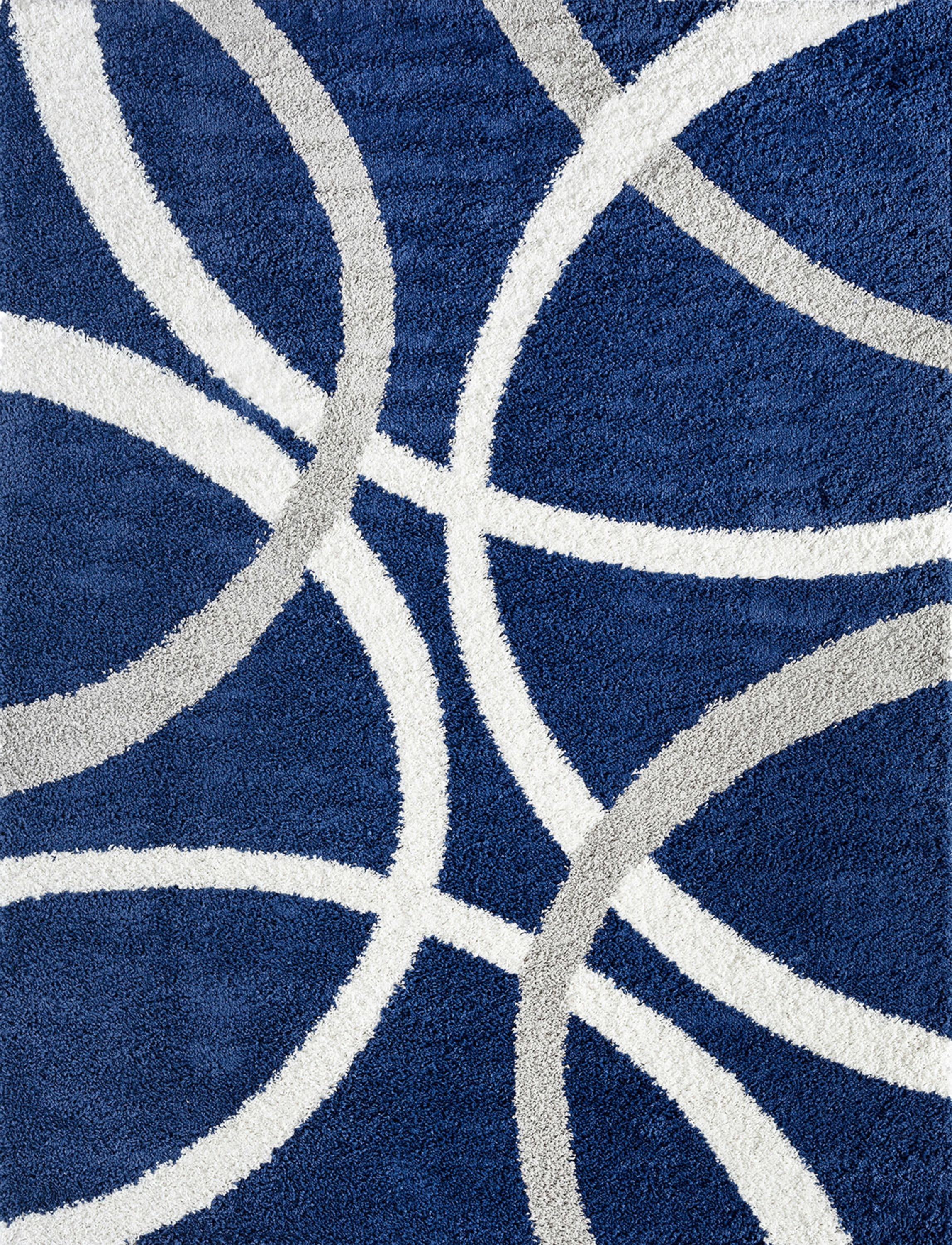 Uptown Shag Contemporary Shag Thick Navy and Silver Indoor Area Rug, 6.7' x 9'