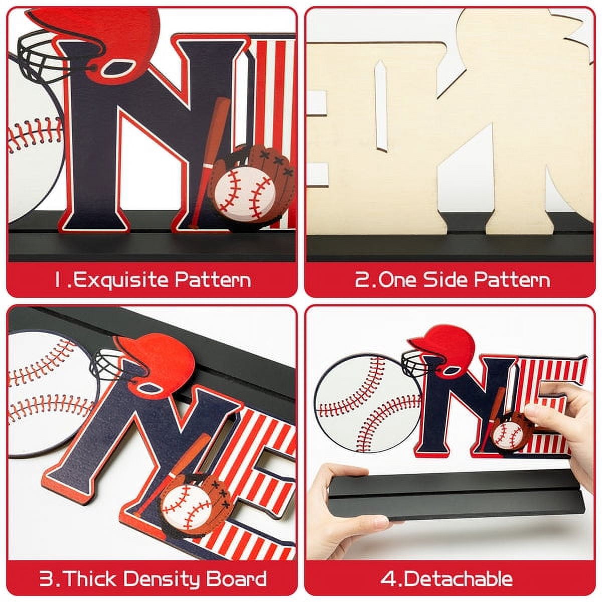 Riyiper Baseball "1st" Birthday Table Centerpieces – 4 Piece Wooden Letter Sign Set For Boys