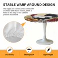 thumbnail image 6 of White Black Rooster Elastic Fitted Round Table Cover Vintage Pear Grapes Waterproof Outdoor Tablecloth for Holiday Party, Picnic, Patio & Dining Fits Tables Up to 36"-44", 6 of 8