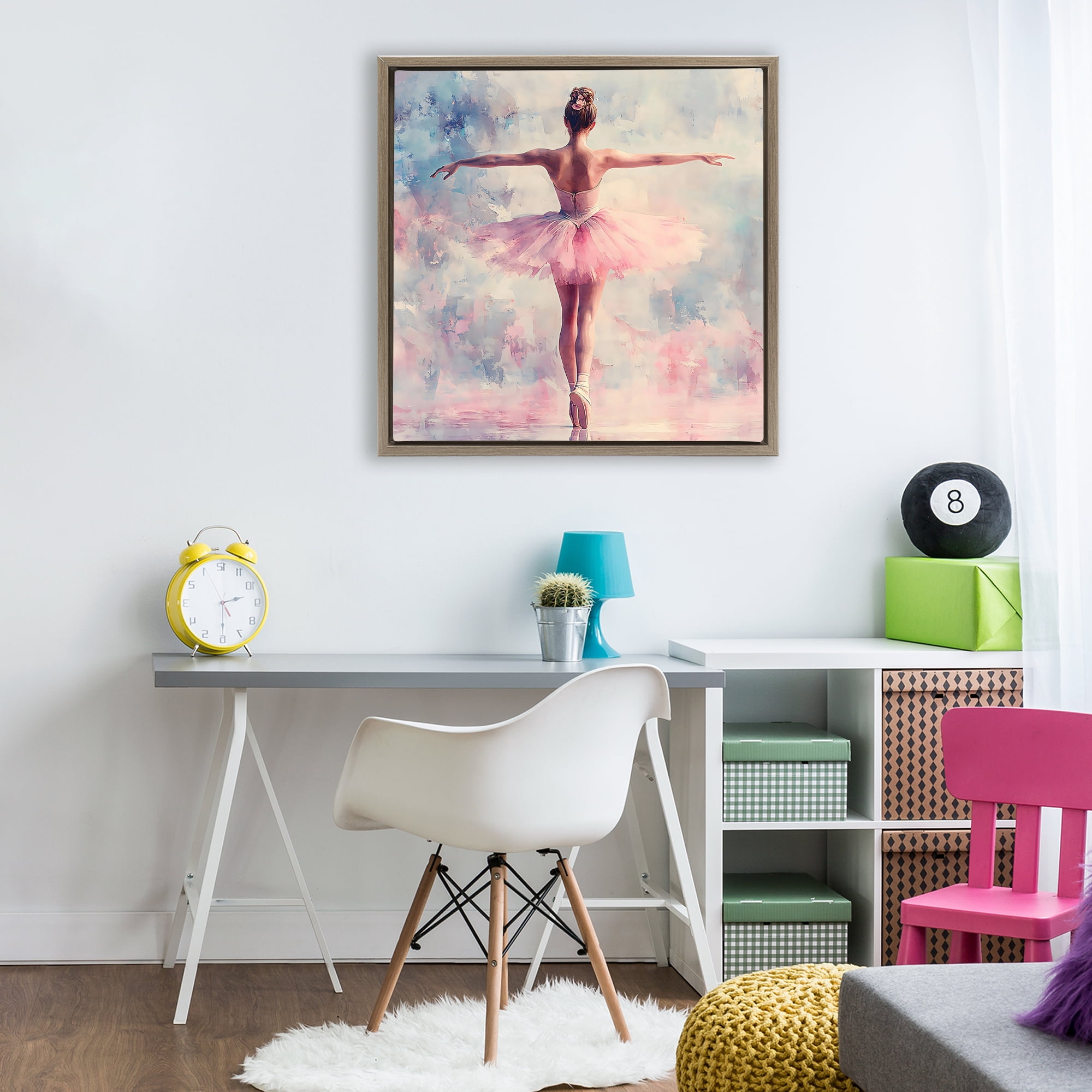 Stupell Industries Elegant Ballet Dancer in Motion Brown Framed Floater Canvas Wall Art, design by Creative Studio