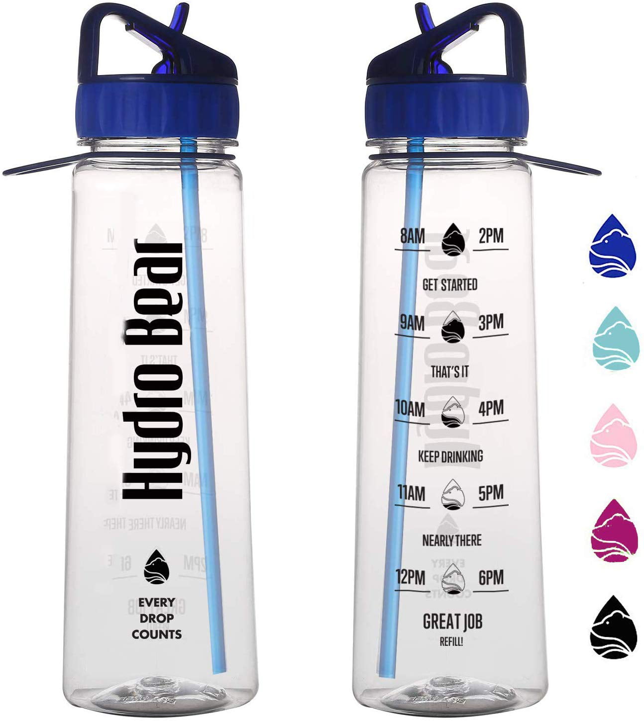 30oz Inspirational Fitness Water Bottle with Straw 