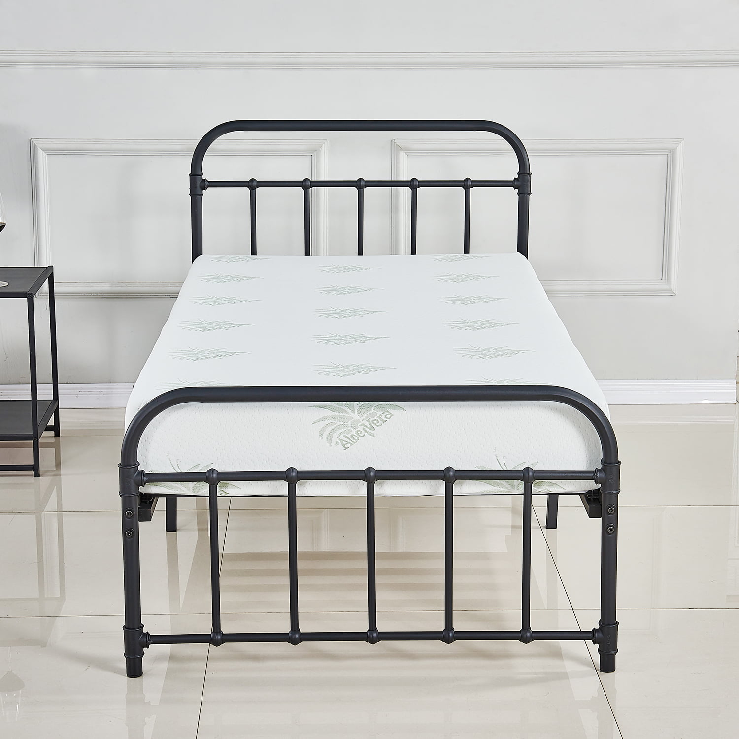 Single Metal Bed Frame Twin Size Bedstead Replacement Platform Bedroom Furniture 