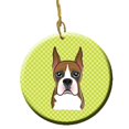 thumbnail image 1 of Carolines Treasures BB1285CO1 Checkerboard Lime Green Boxer Ceramic Ornament- 2.81 In., 1 of 2