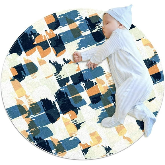 Colored Strokes of Paint Round Floor Mat Doormat 2.3-Feet Non Slip Absorbent Kids Carpet Yoga Rug for Entryway Bedroom Living Room Sofa Home Decor