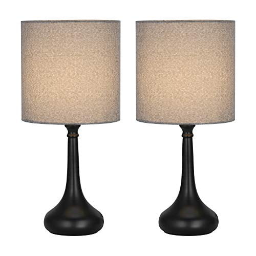 Modern Bedside Table Lamps Bedroom Table Lamps for Bedroom Set of 2 Grey Small Nightstand Lamps Pair for Living Room