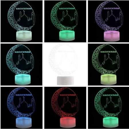 

Ramadan Mubarak Night Light Acrylic 3D Visual Light LED Touch Control Light Colorful Desktop Neon Lights for Baby Room Wedding Party Wonderful and Unique C